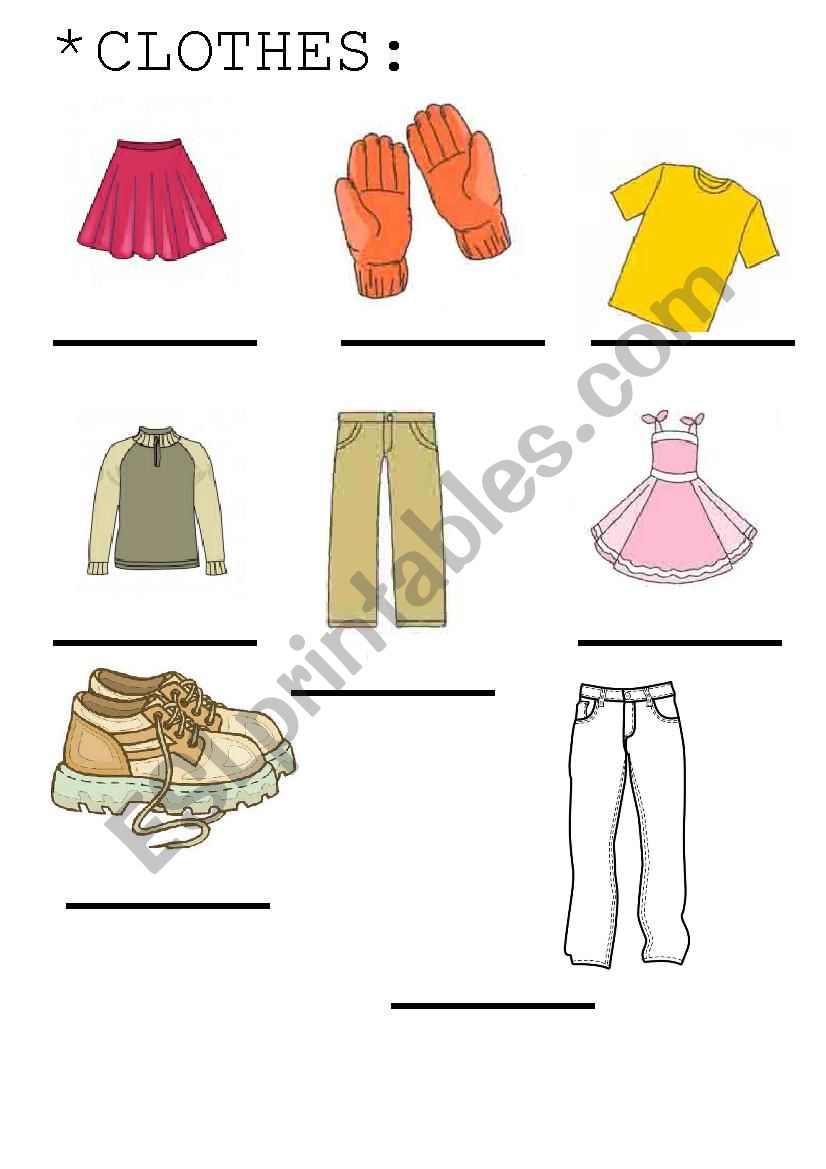 My favourite clothes! worksheet