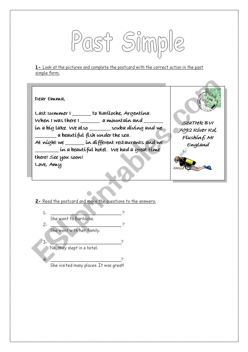 Past simple worksheet