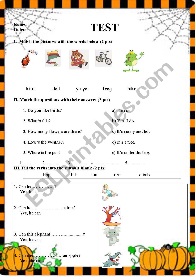 TEST worksheet