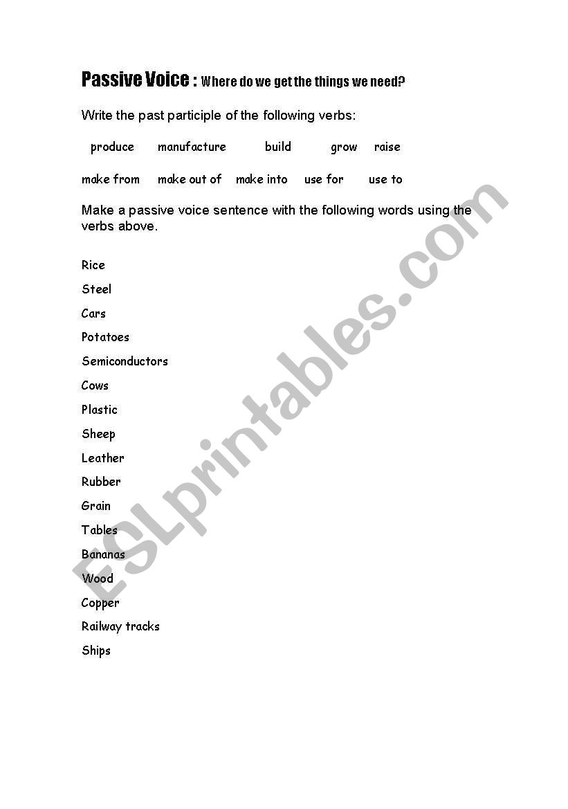 Passive voice exercise.II. worksheet