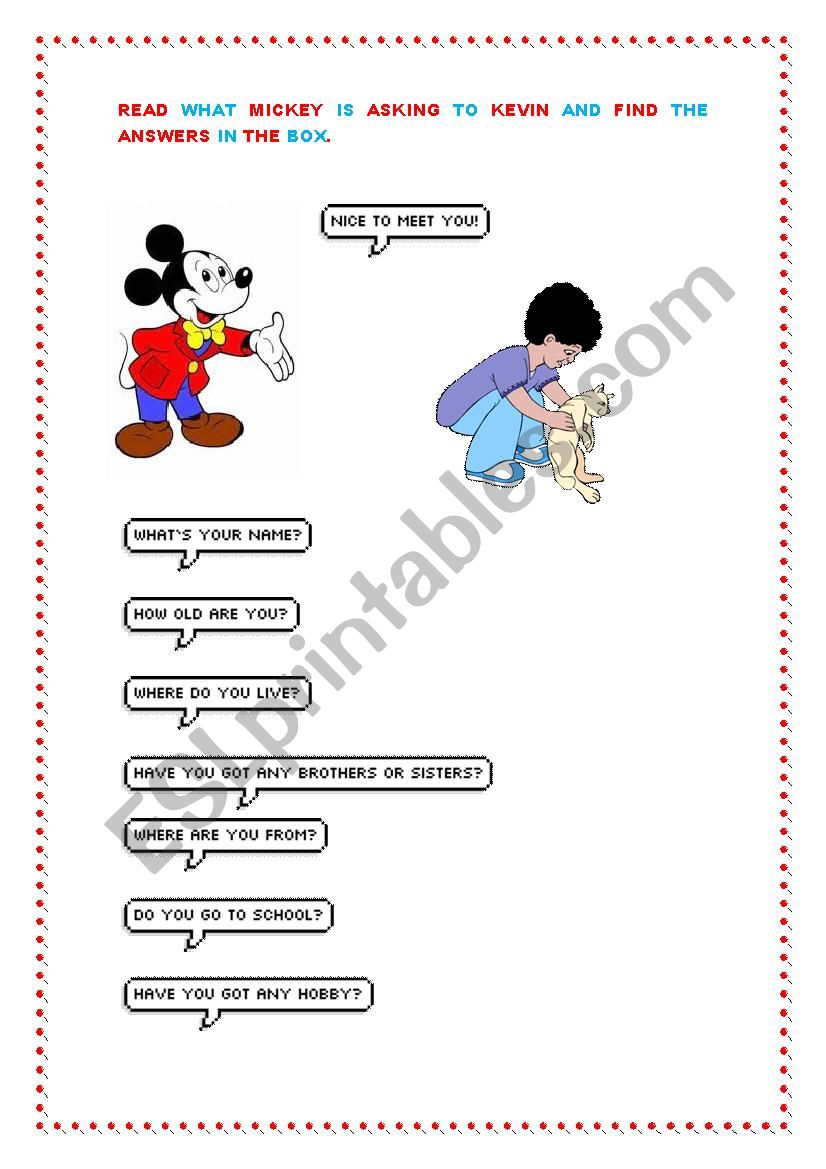 Interviewed by Mickey Mouse worksheet