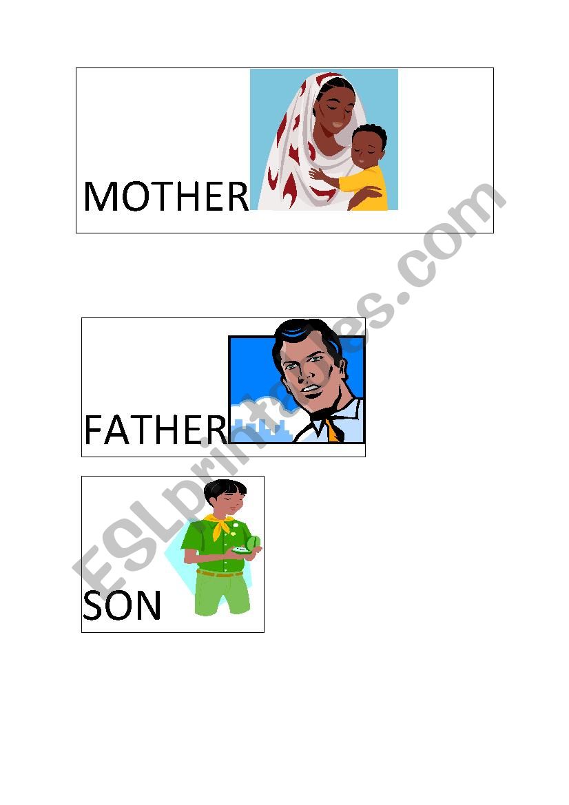 Family flashcards worksheet