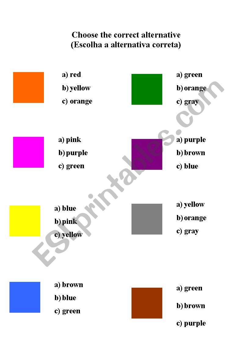 Match  the colours worksheet