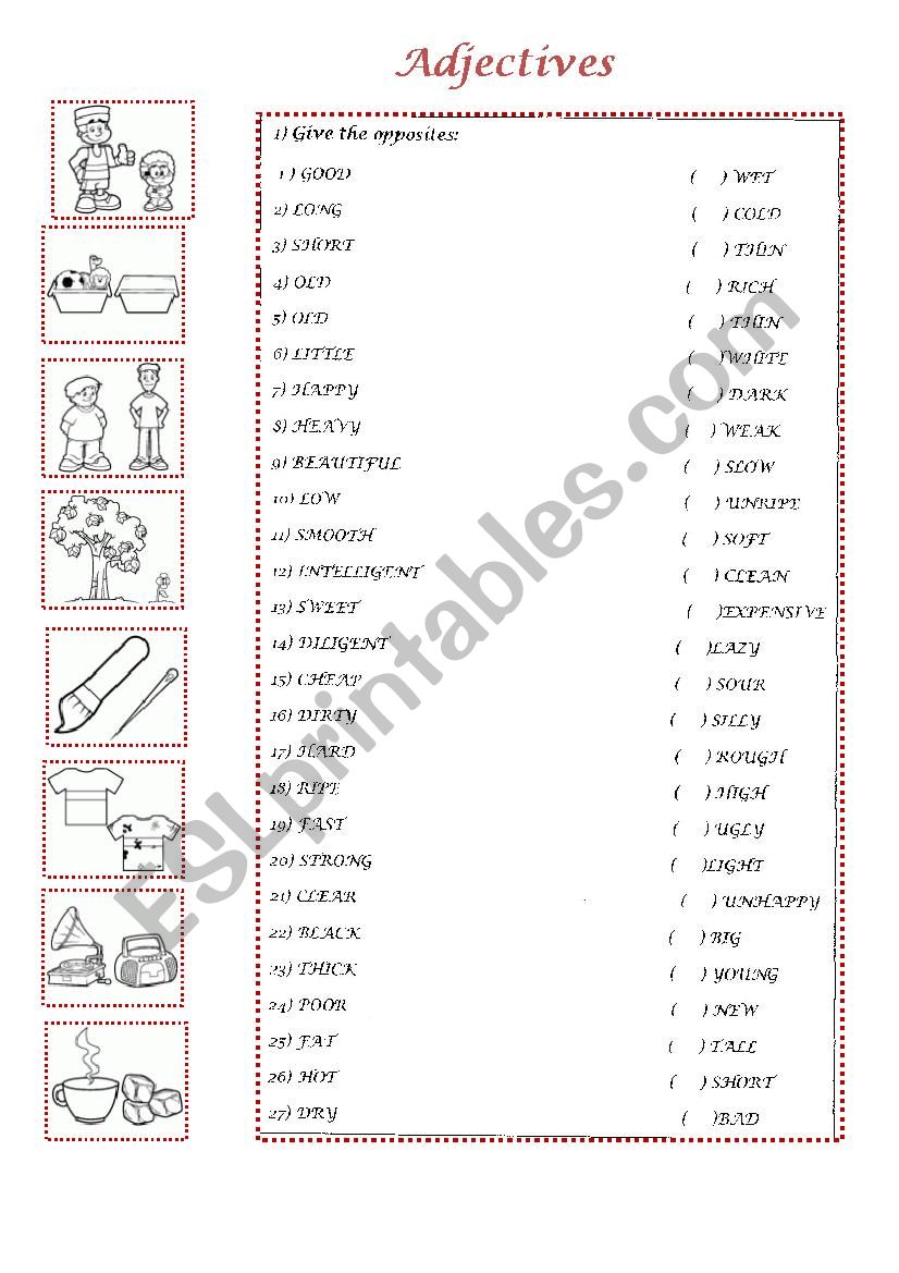 Adjectives worksheet