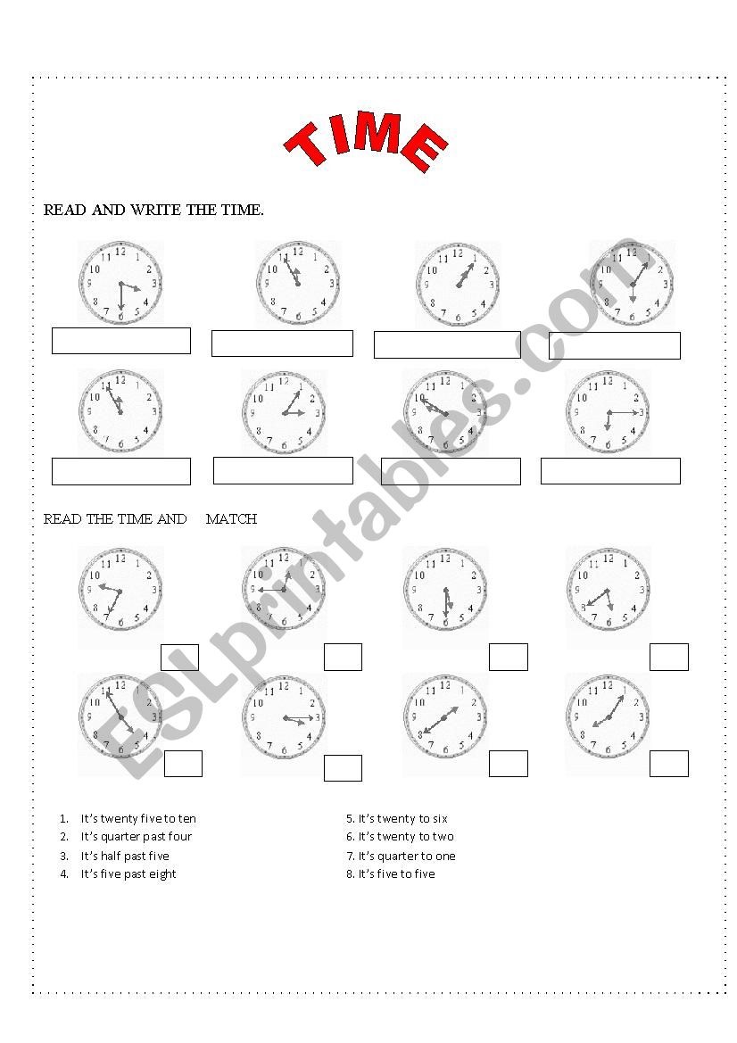 TIME worksheet