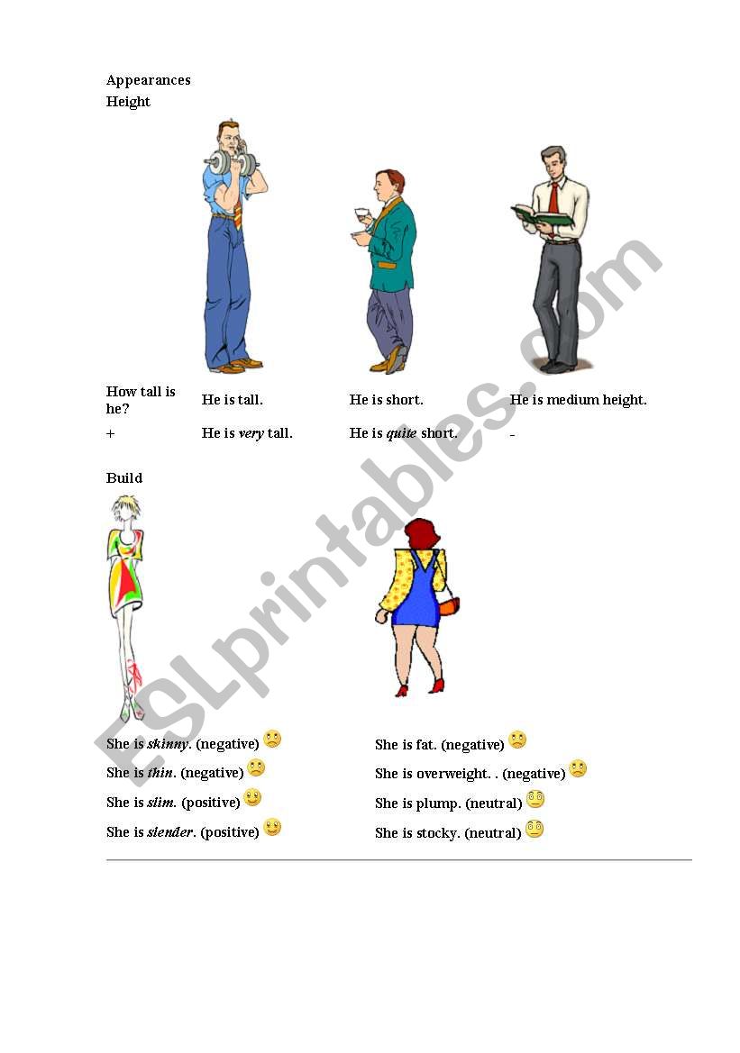 Appearances worksheet