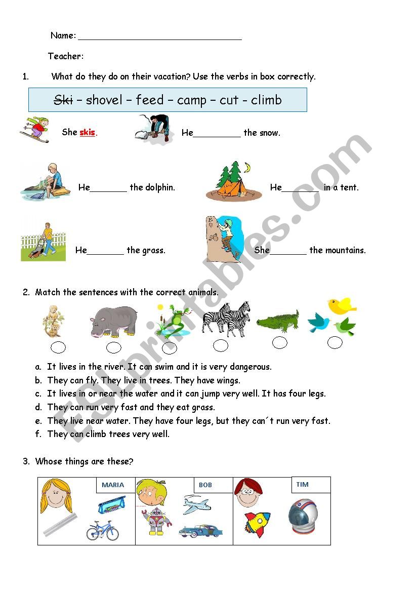 Review Simple Present, Clothing and possessive adjectives