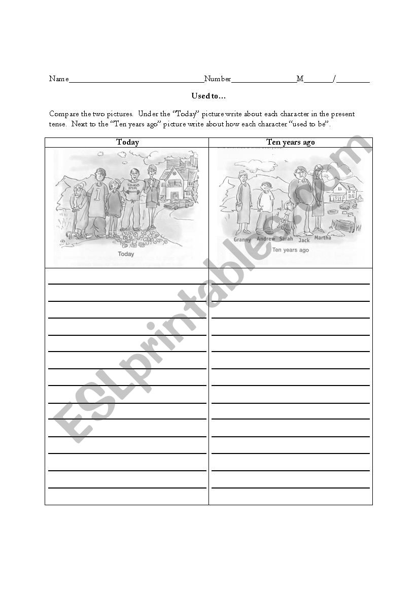 Comparing past and present worksheet