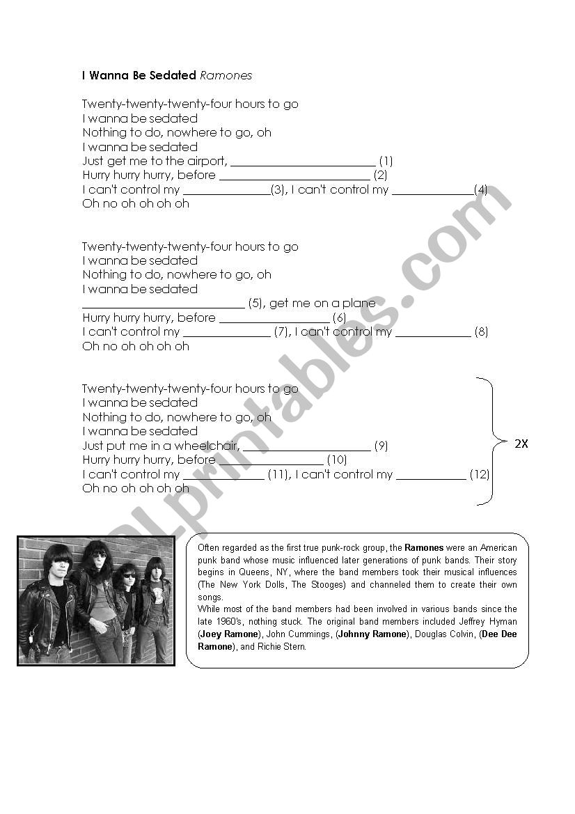 I WANNA BE SEDATED - RAMONES worksheet