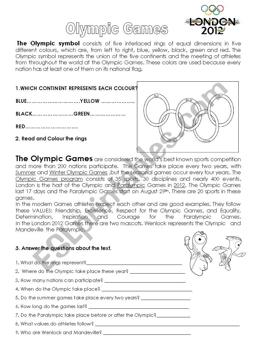 Olympic Games worksheet