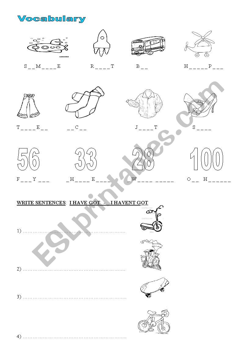 Vocabulary practice worksheet