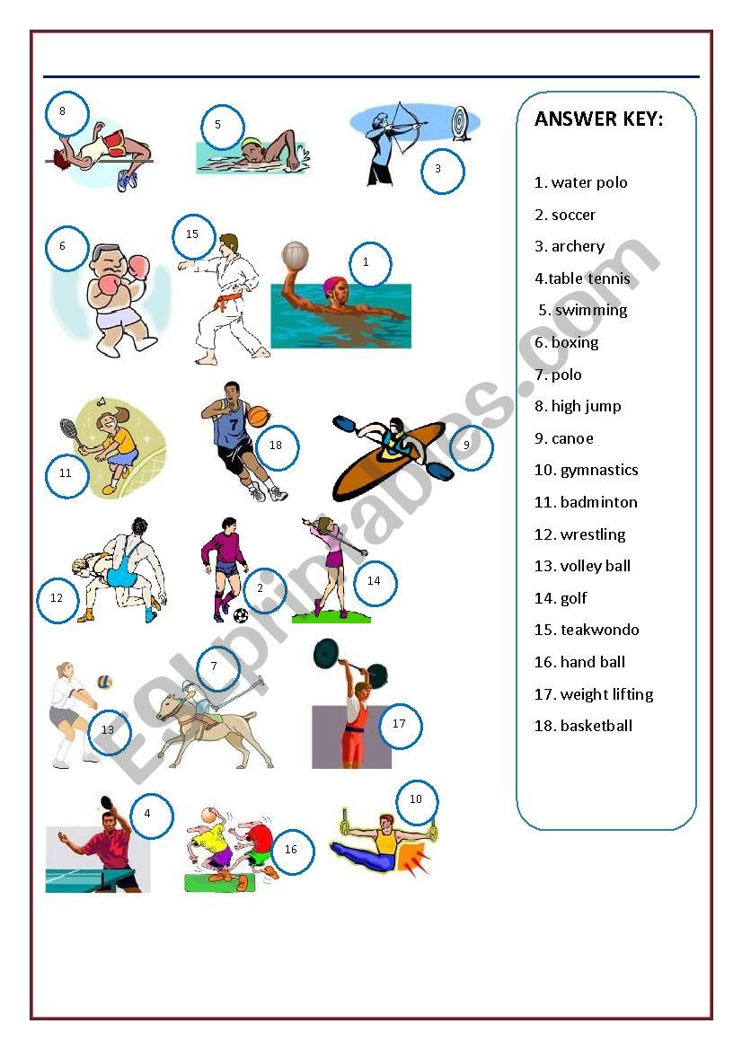 olympic games sports vocabulary worksheet esl worksheet by stonefarm