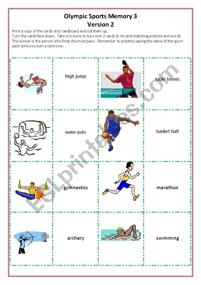 Olympic Games Flashcards 3 worksheet