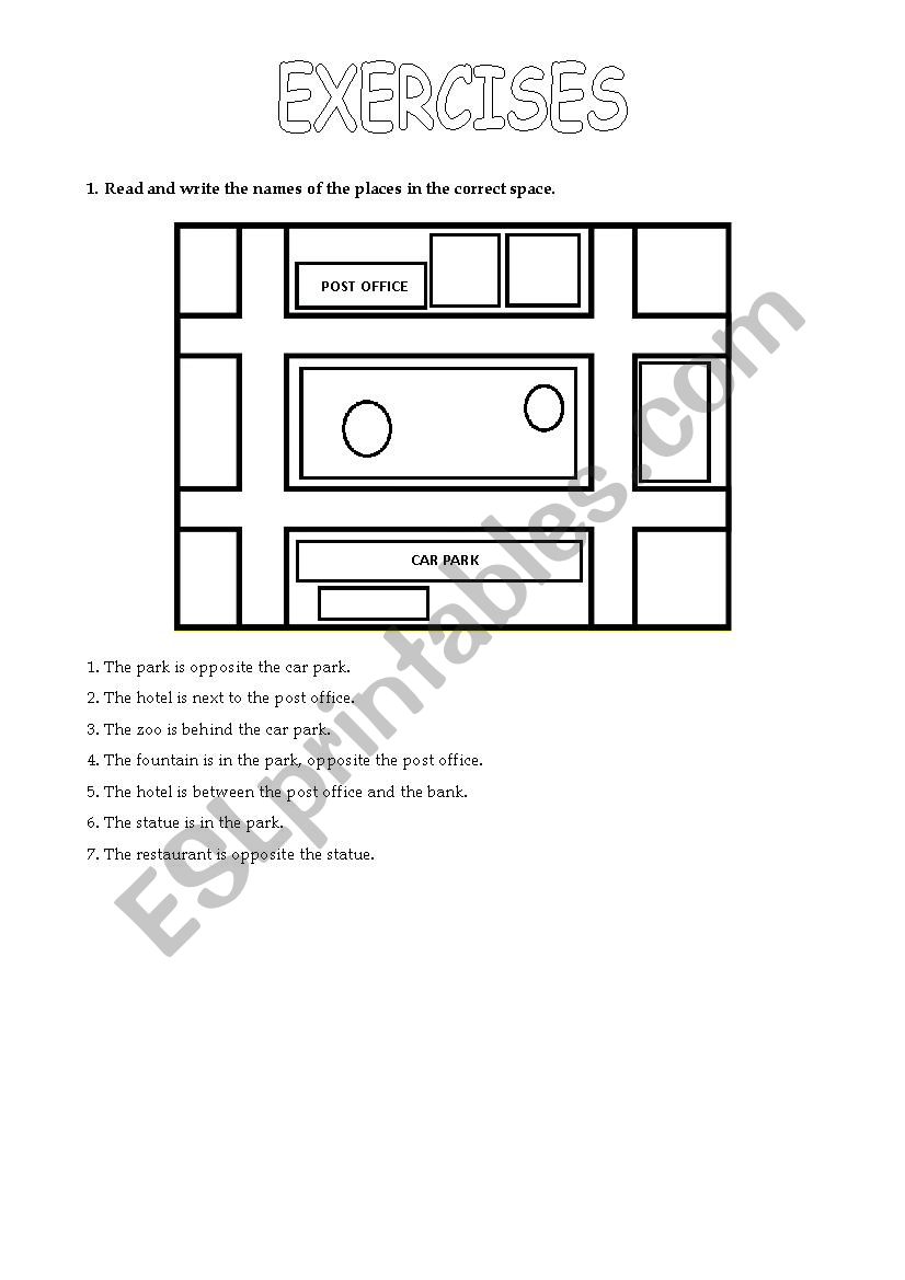 Prepositions of place worksheet