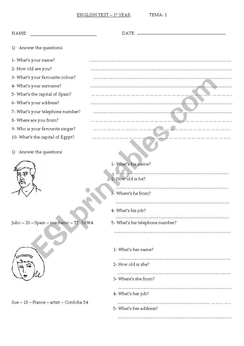 TEST worksheet