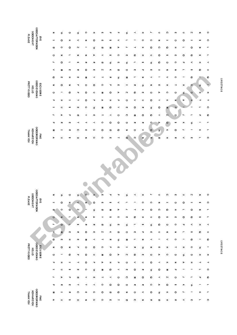 Greetings worksheet