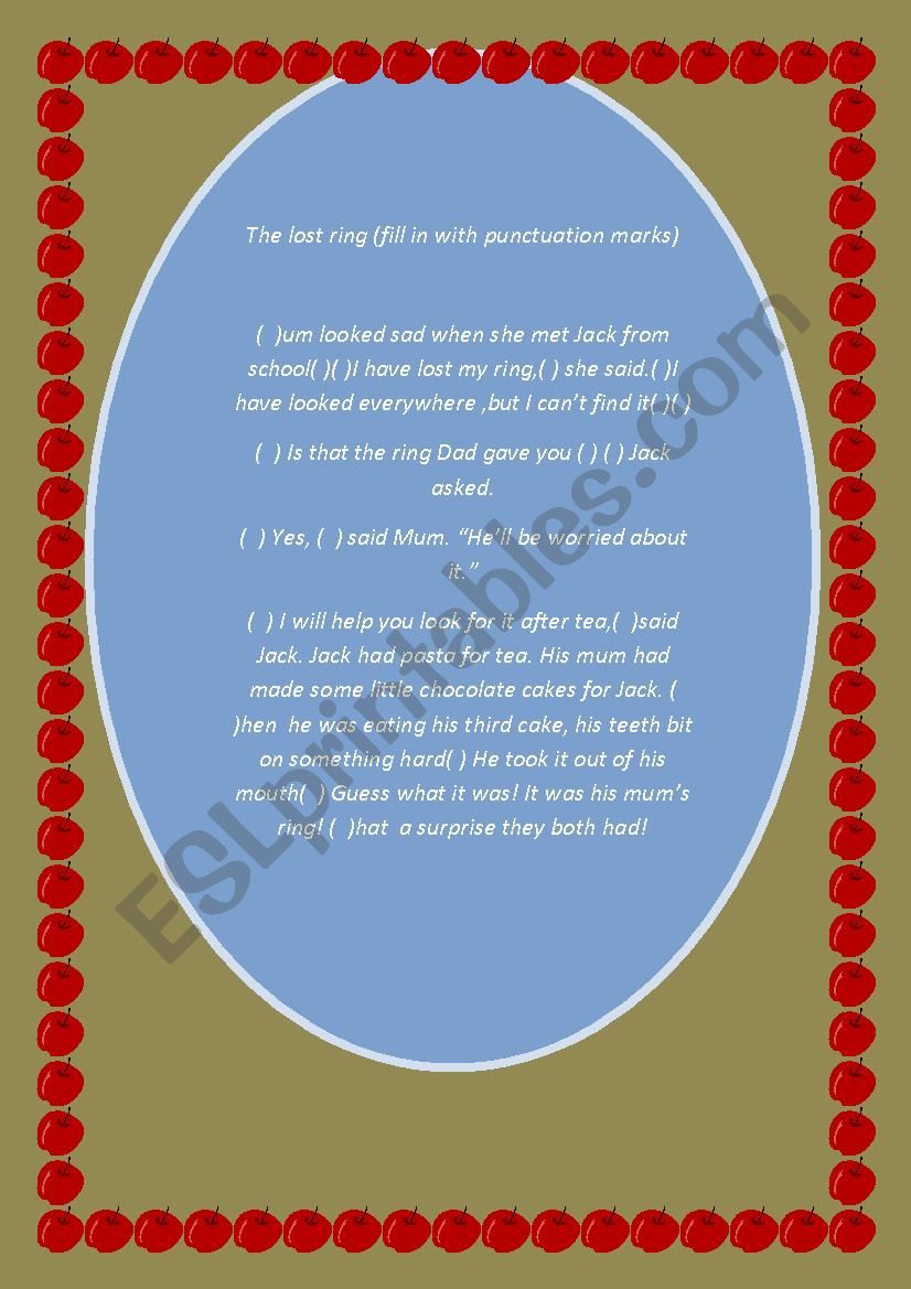 the lost ring fill in with punctuation marks