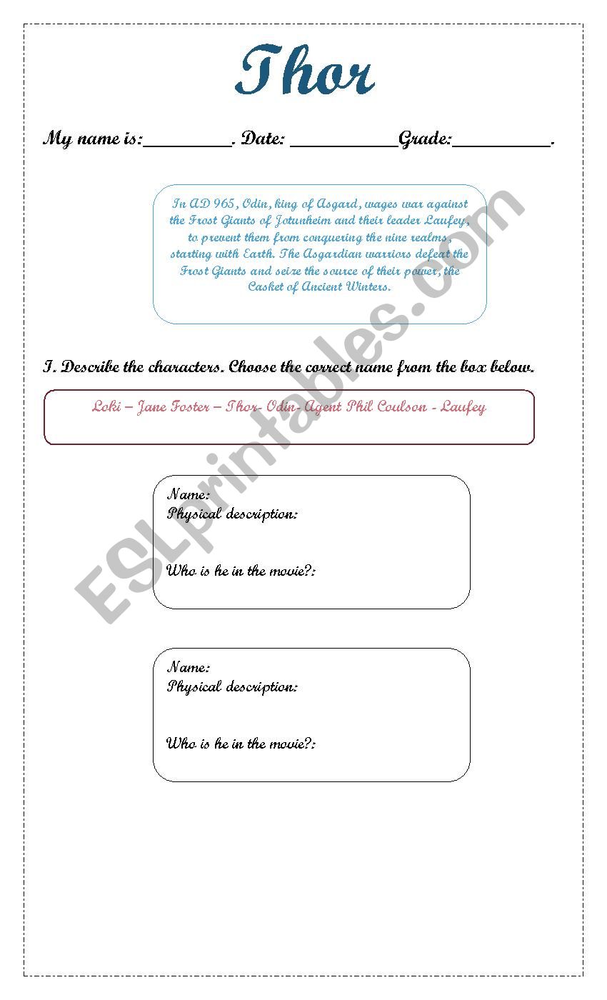 Thor worksheet