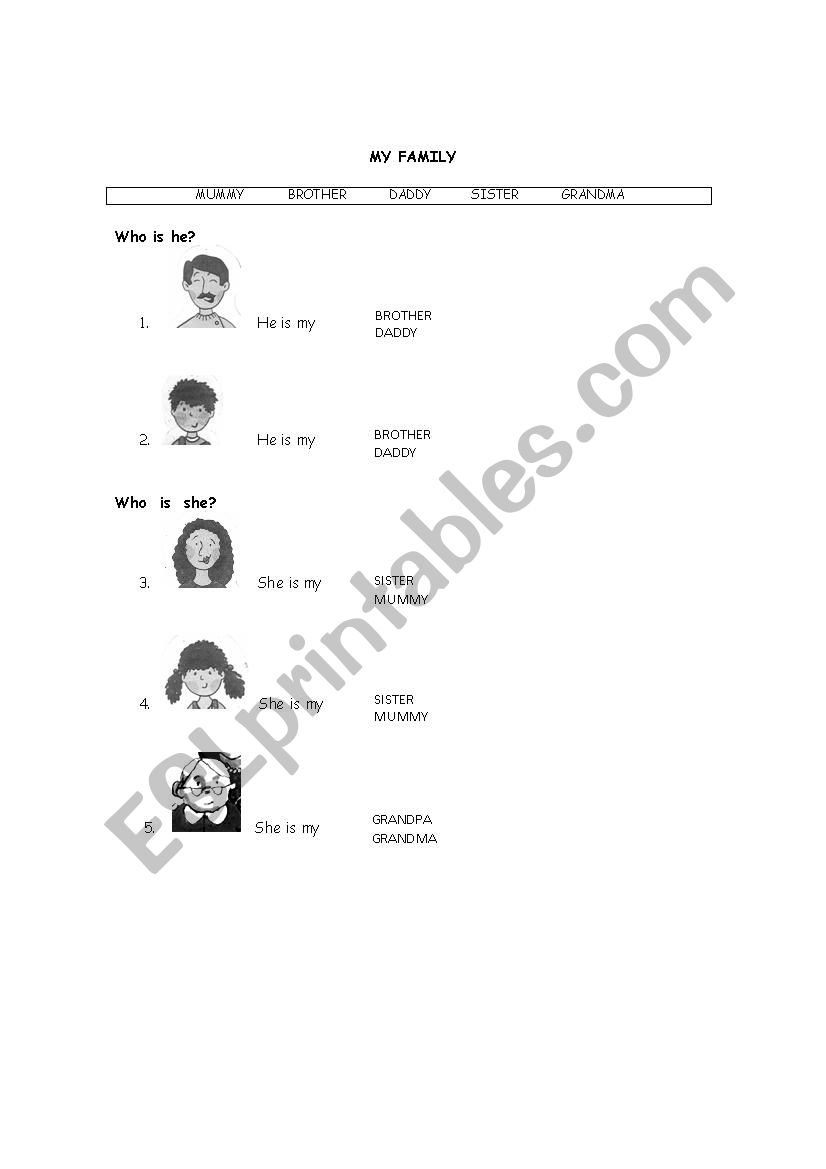 Family worksheet