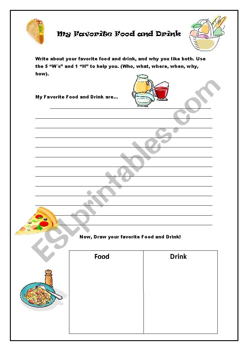 Favorite food and drink - ESL worksheet by brslhelen