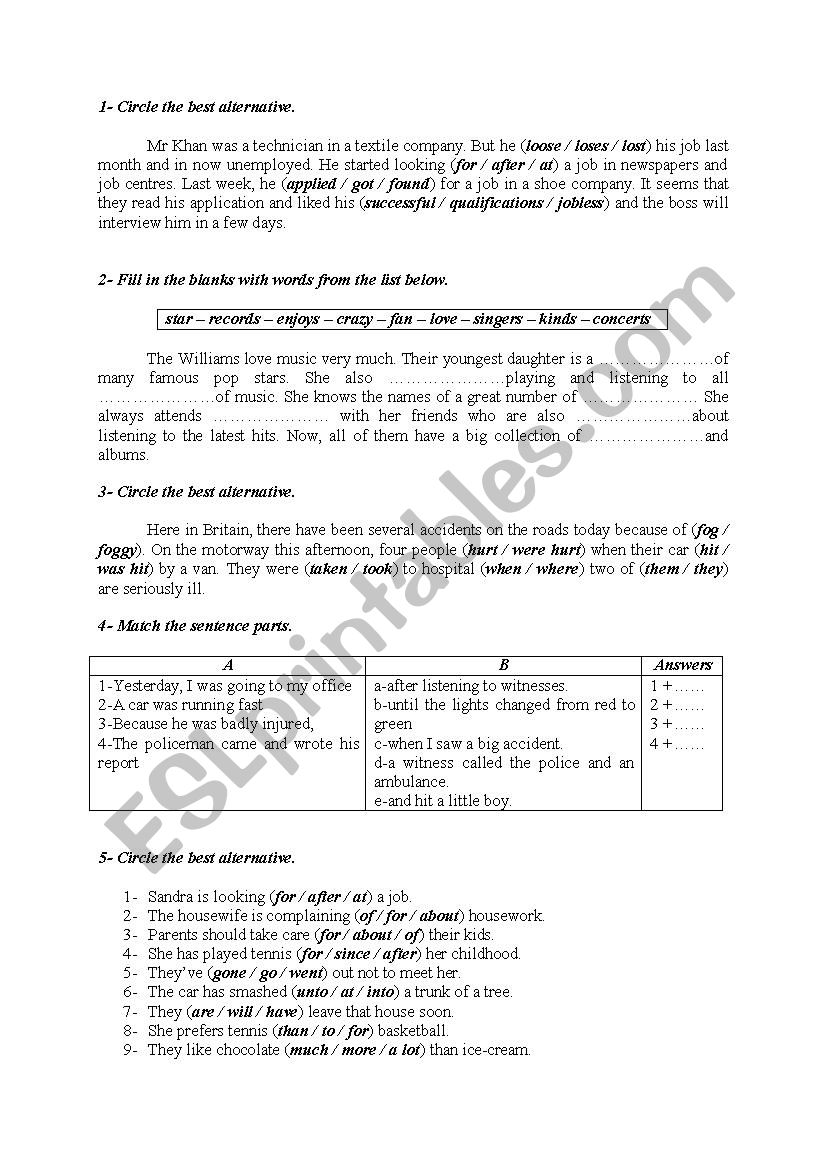 Language activities 23 worksheet