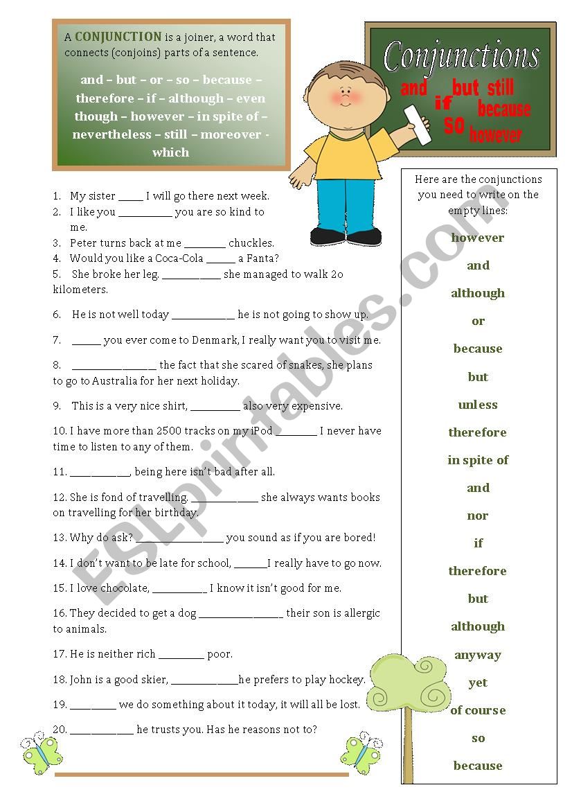 Conjunctions worksheet