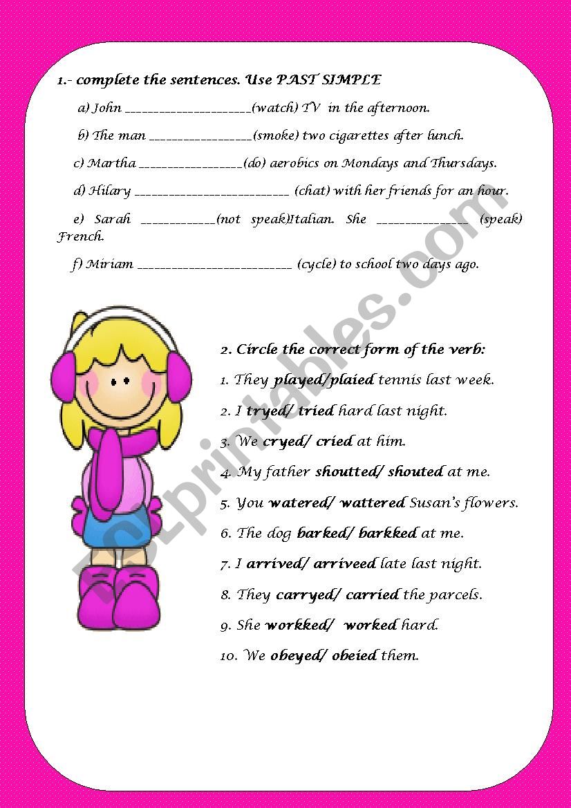 past simple worksheet