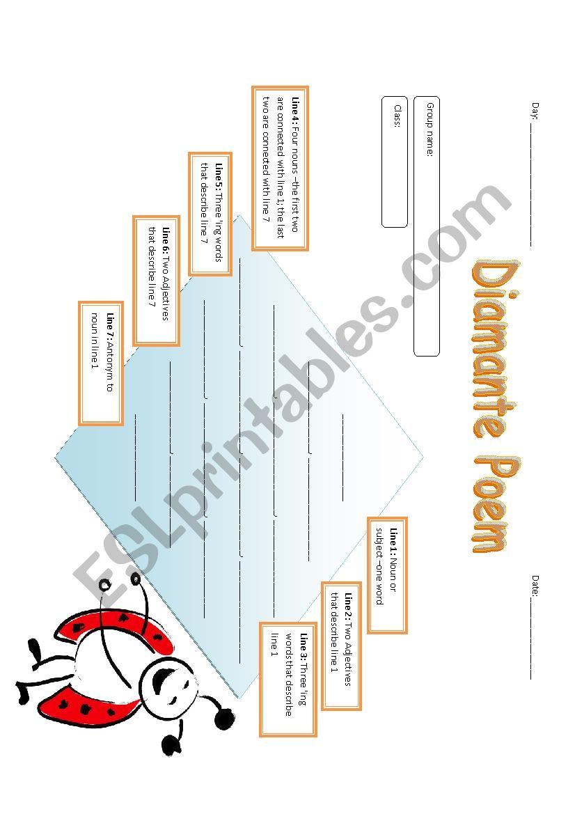 Adjective poem worksheet