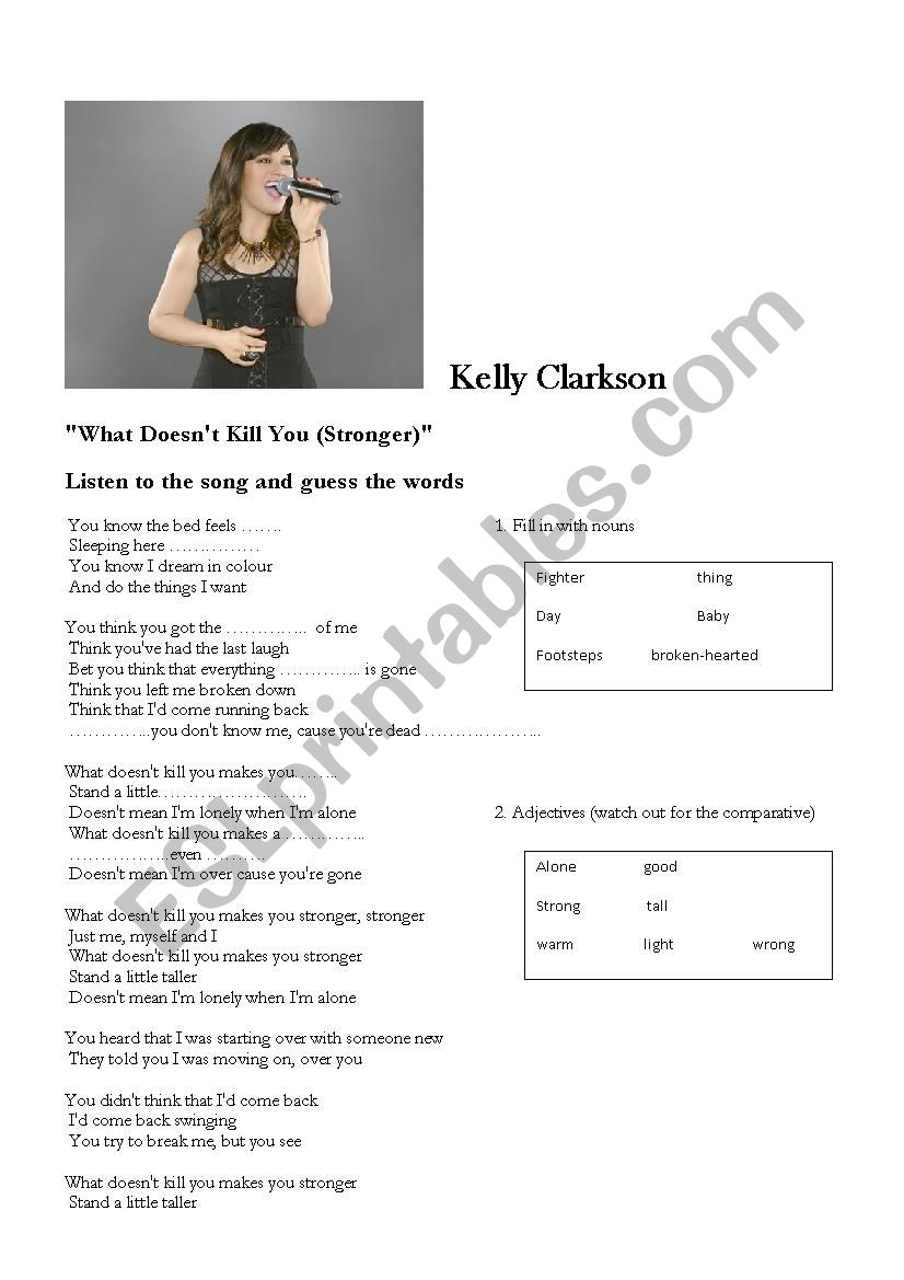 Stronger by Kelly Clarkson worksheet