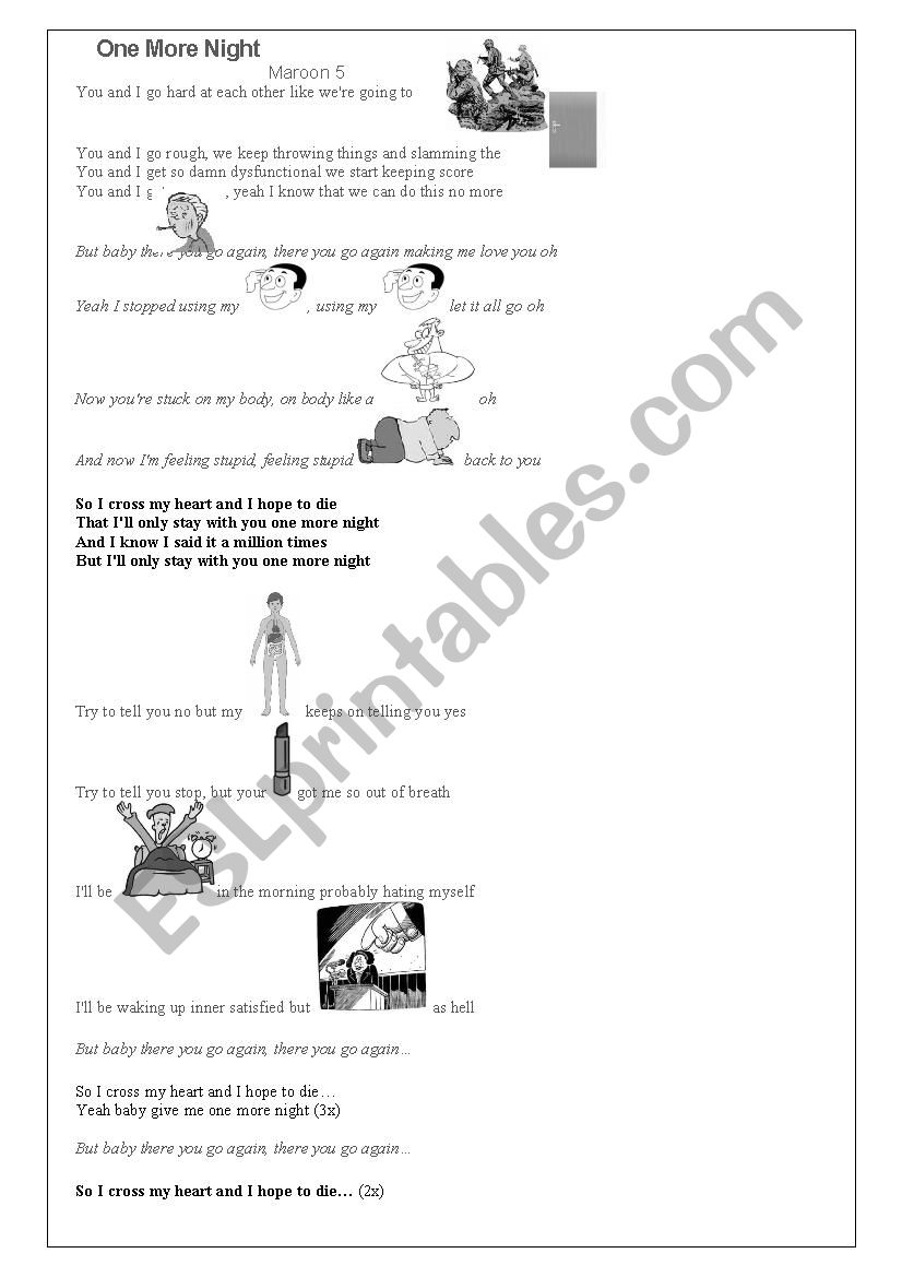 One more night - Maroon 5 worksheet