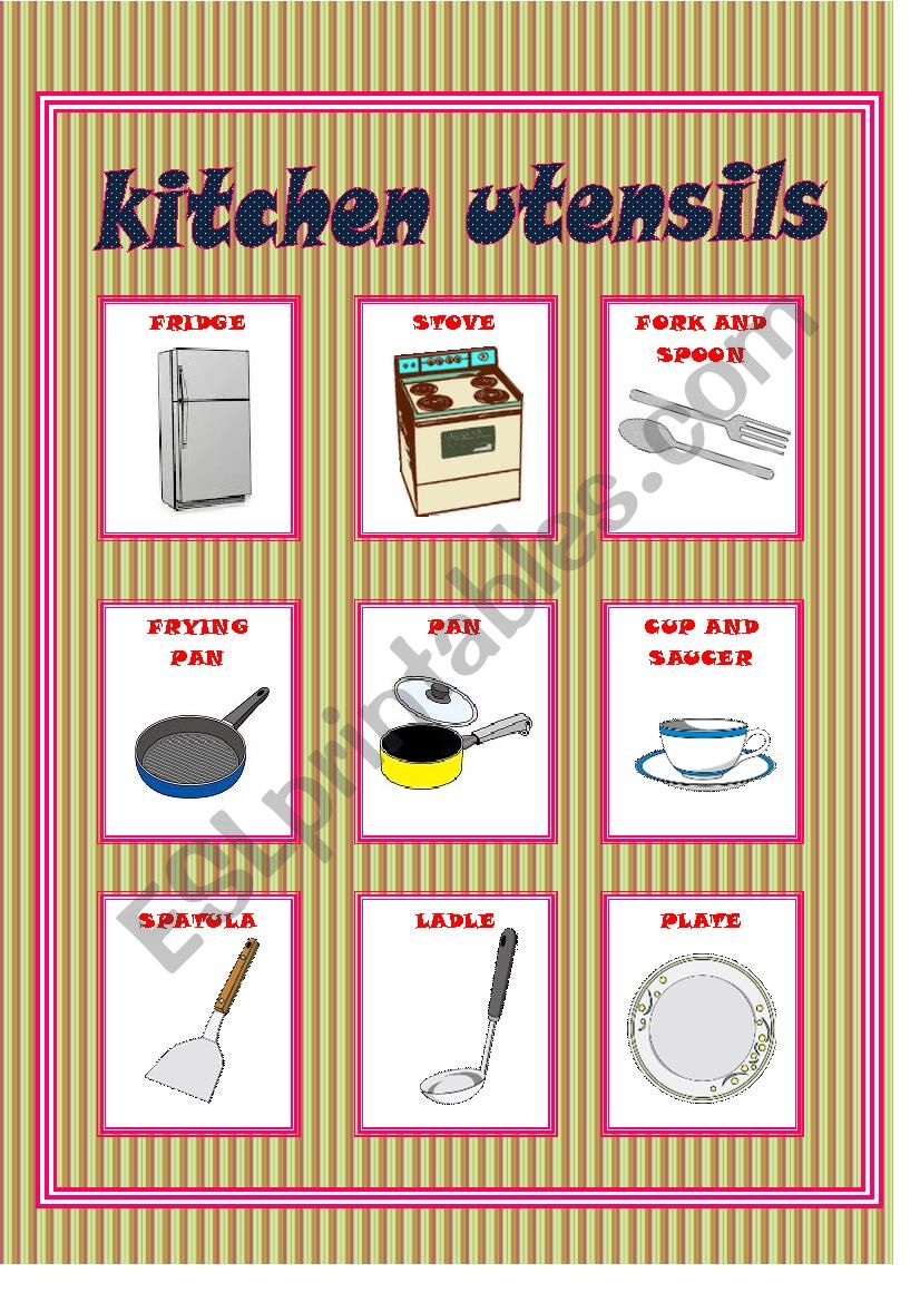 kitchen utensils worksheet