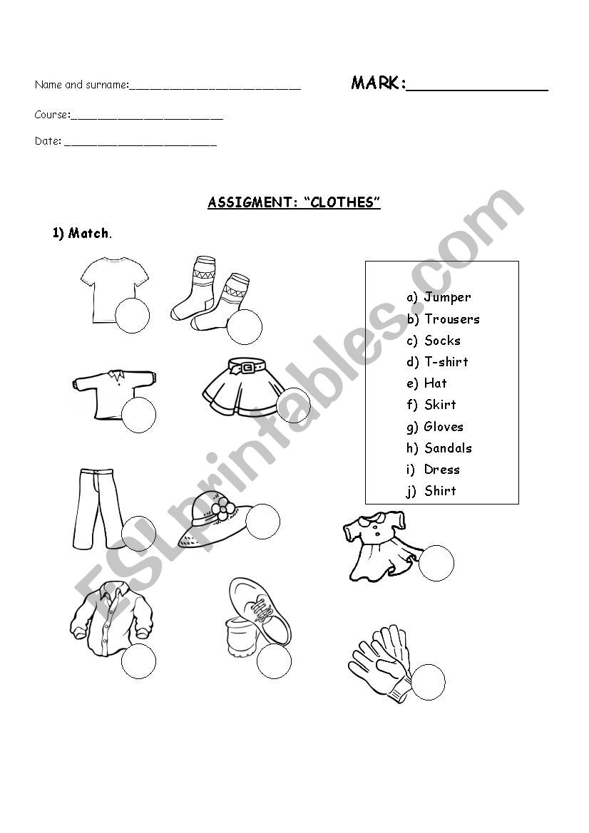 Chotes worksheet