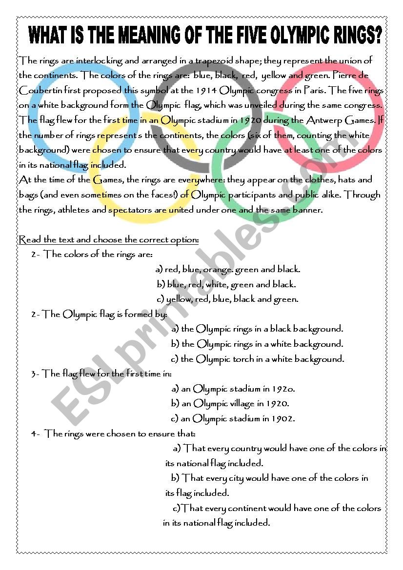 How many circles are there in the Olympic flag? What do they represent? -  Quora