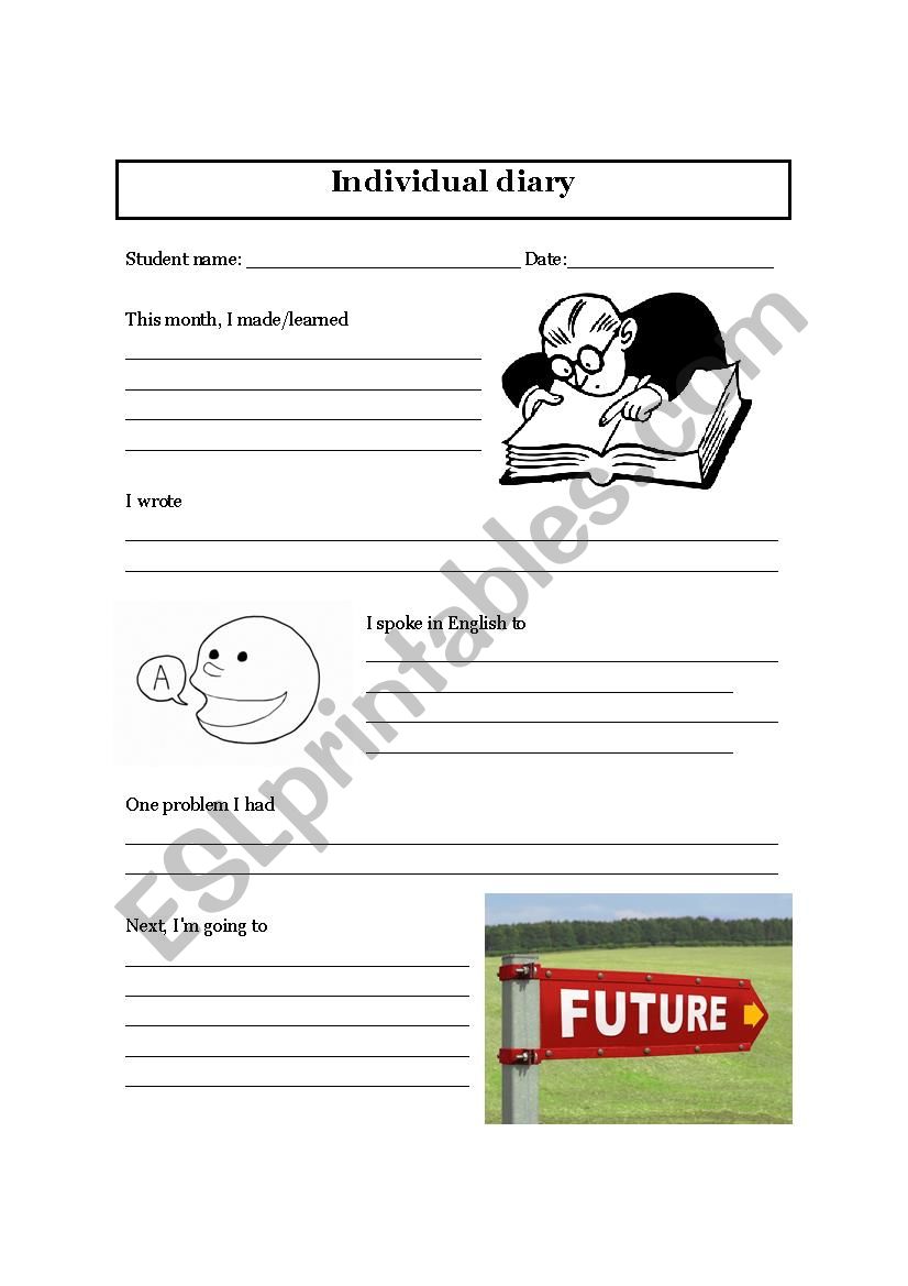 Student diary worksheet