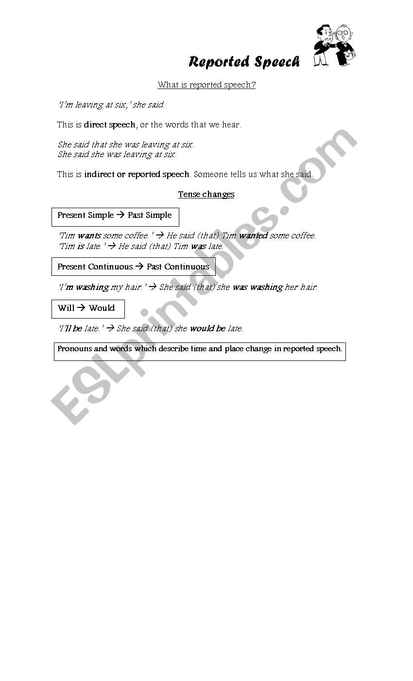 Reported Speech worksheet