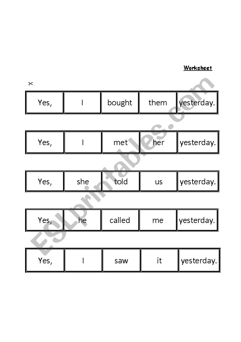 sentence stress worksheet