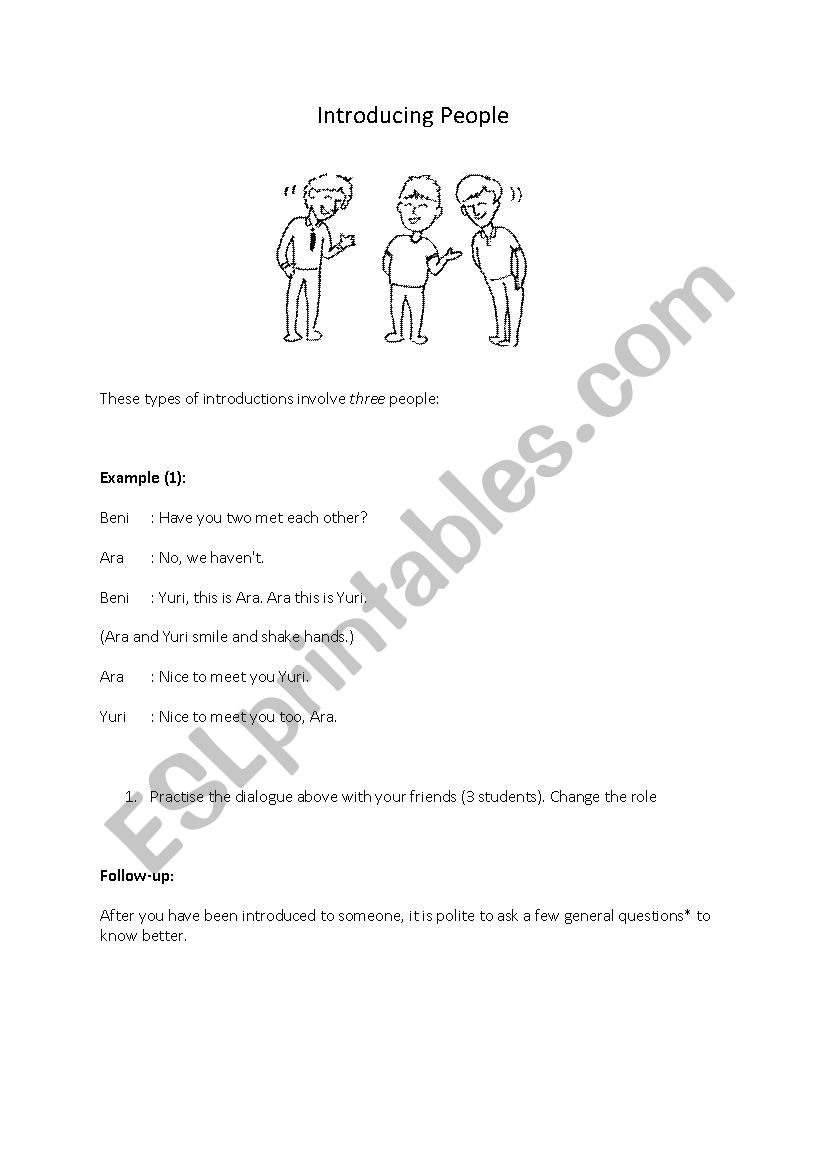 Introducing People worksheet