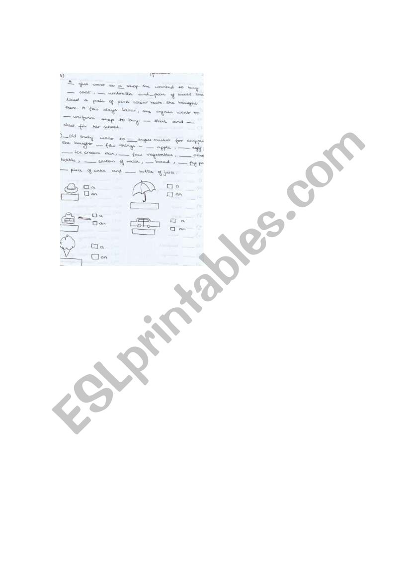 articles worksheet worksheet