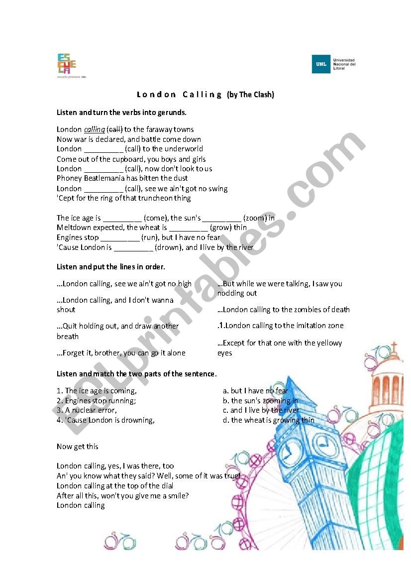 London Calling (The Clash) worksheet