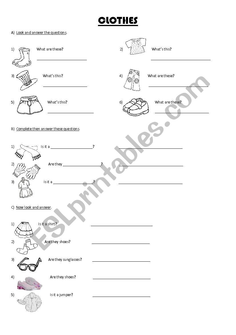 clothes for kids worksheet