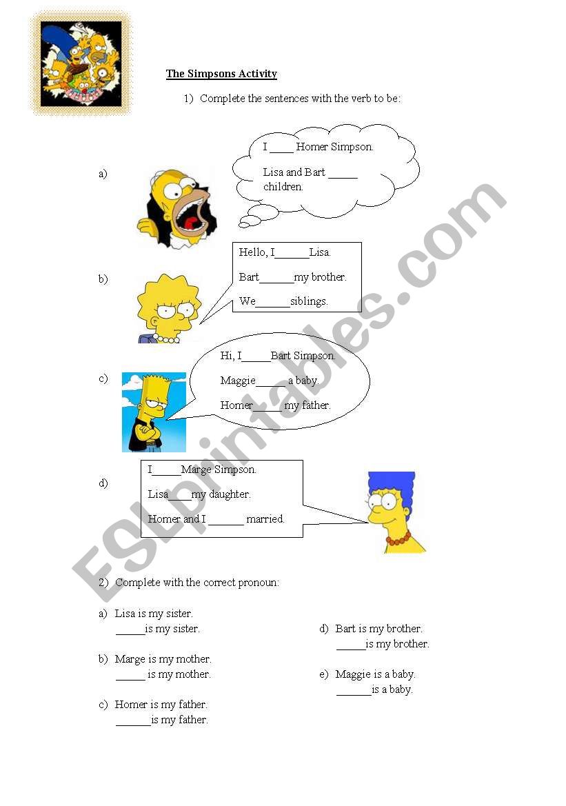 The Simpsons Activity worksheet