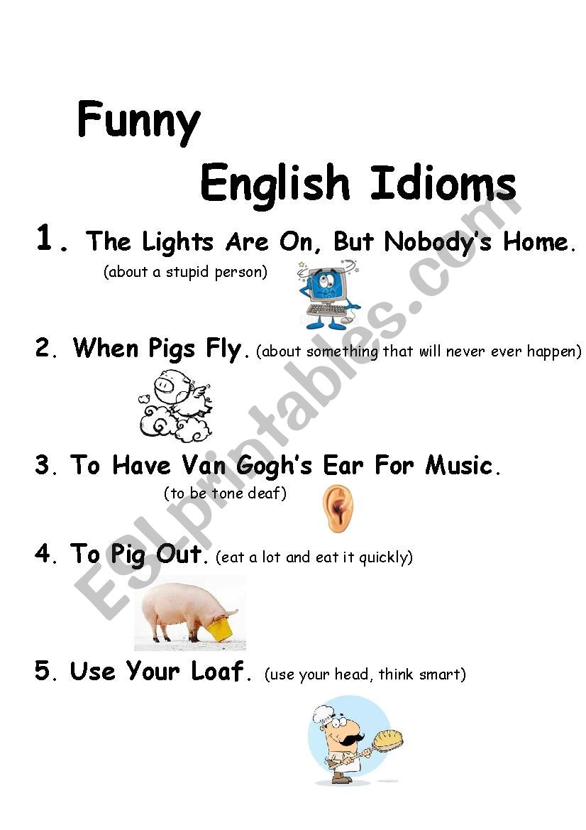 English Idioms Worksheets 1st Grade