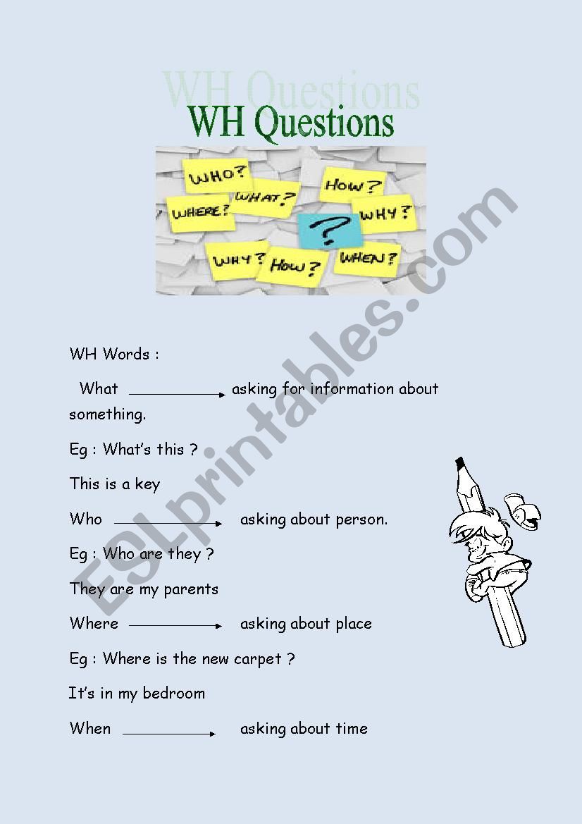 WH Words/ WH Questions worksheet