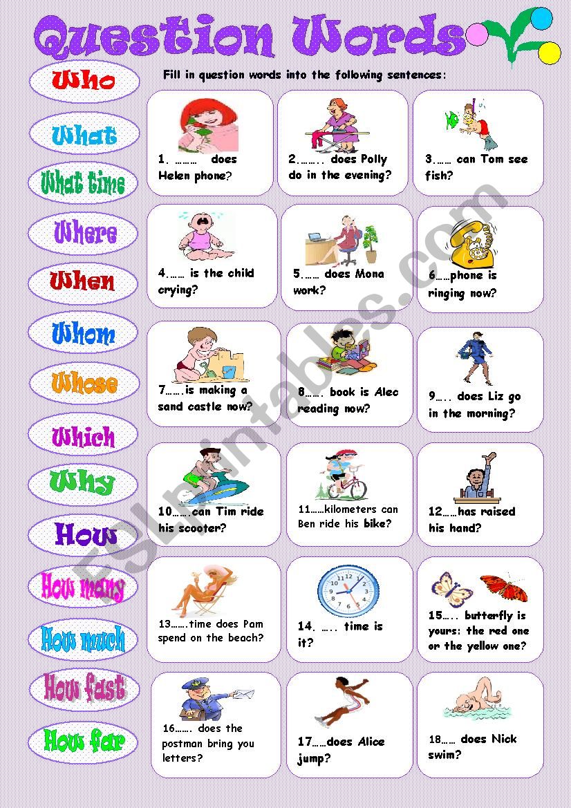 Question Words worksheet