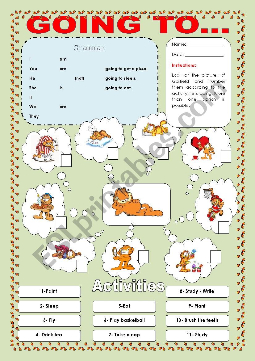 GOING TO WITH GARFIELD worksheet