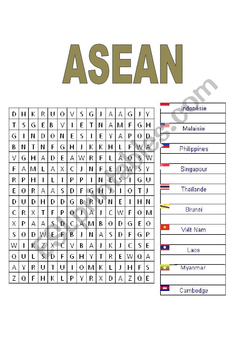 ASEAn Crossword worksheet