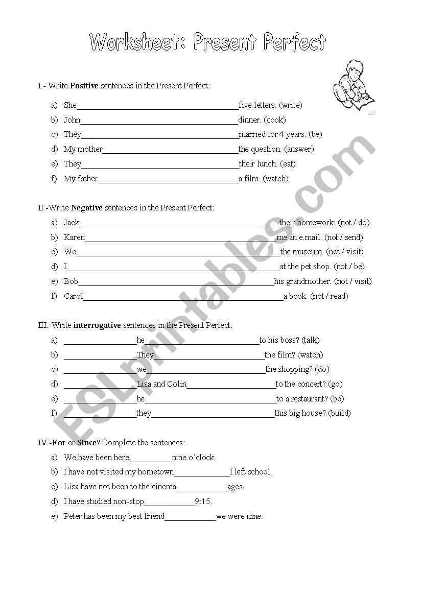 Present Perfect worksheet