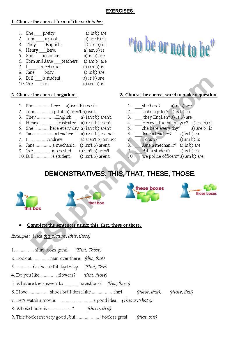 Demonstratives worksheet