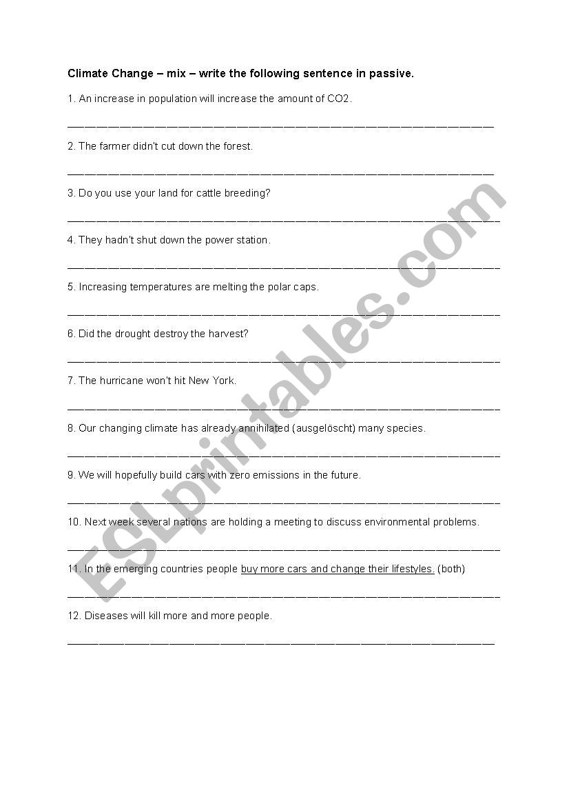 passive mix  - global warming worksheet