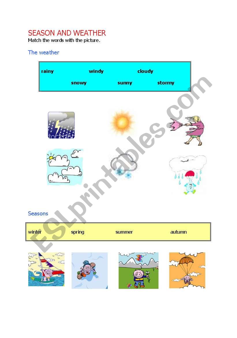 seasons an weather worksheet